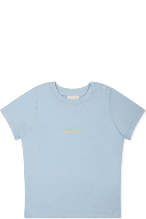 Fashion for Baby Girls Givenchy Light Blue T-shirt For Baby Boy With Logo
