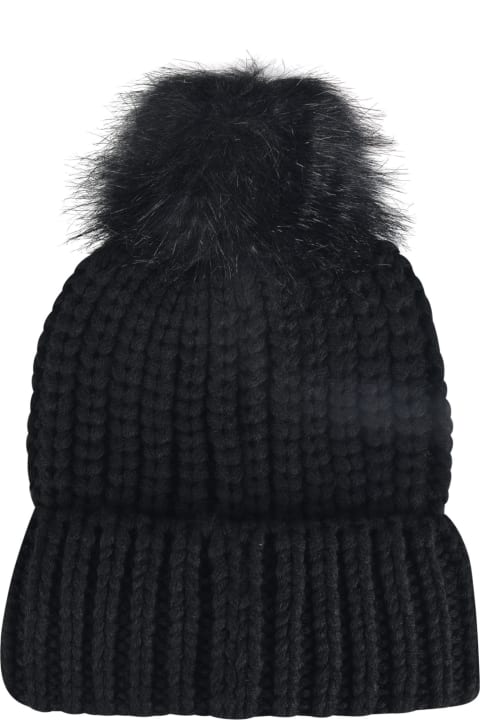 Hats for Women Barbour Logo Patch Rib Knit Puff Beanie And Scarf Set