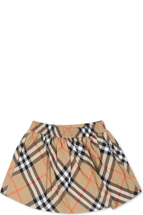 ベビーガールズ ボトムス Burberry Beige Skirt For Baby Girl With Vintage Check