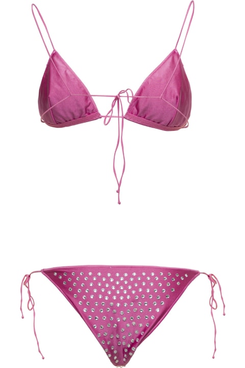 Oseree Swimwear for Women Oseree 'gem Two Piece' Pink Bikini Two Piece With Rhinestones In Stretch Polyamide Woman