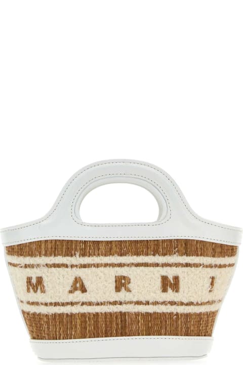 Homeware Marni Two-tone Raffia And Leather Micro Tropicalia Summer Handbag
