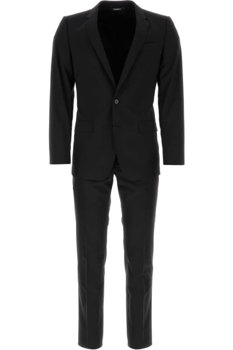 メンズ スーツ Dolce & Gabbana Black Light Wool Martini Suit