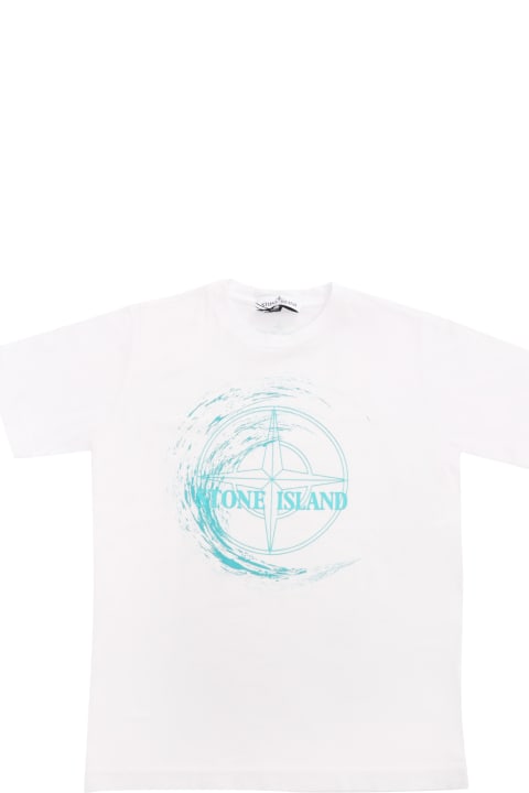 Stone Island Junior for Kids Stone Island Junior White T-shirt With Logo Prints