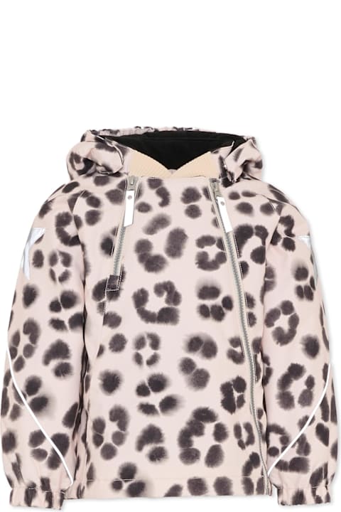 Homeware Molo Beige Down Snow Jacket For Girl With Print
