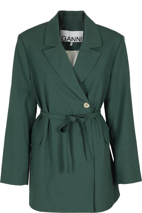 Ganni Coats & Jackets for Women Ganni Drapey Melange Blazer