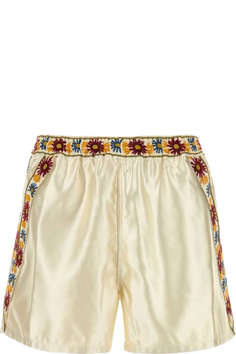 Bode for Kids Bode Ivory Satin Candyfloss Bermuda Shorts