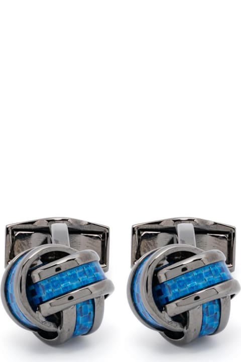 Tateossian Cufflinks for Men Tateossian Cufflinks Node Brass Gun Metal Palladium Alutex Blue