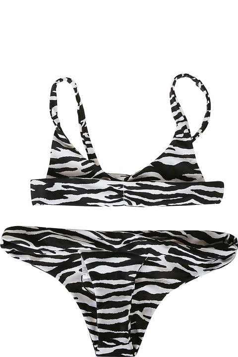 The Attico Swimwear for Women The Attico Zebra Patterned Bikini Set