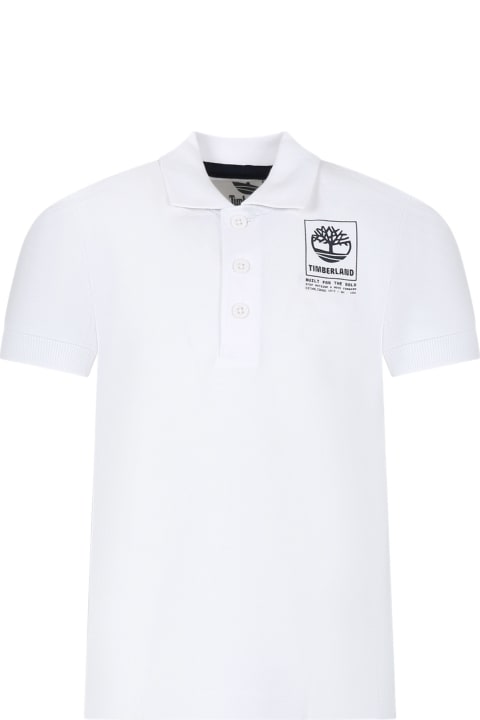 Homeware Timberland White Polo Shirt For Boy With Logo