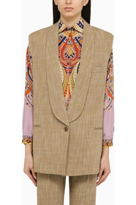 Etro Coats & Jackets for Women Etro Beige Single-breasted Waistcoat