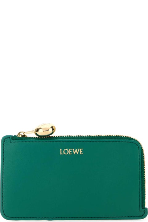 Wallets for Women Loewe Emerald Green Leather Card Holder