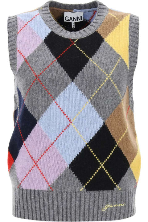 Sweaters for Women Ganni Harlequin Wool Mix Knit Vest
