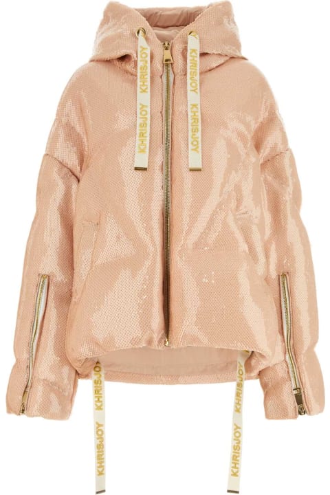 Khrisjoy Coats & Jackets for Women Khrisjoy Skin Pink Sequins Glossy Oversize Down Jacket