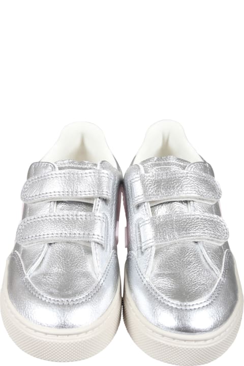 Shoes for Girls Veja Silver Sneakers For Girl With Logo
