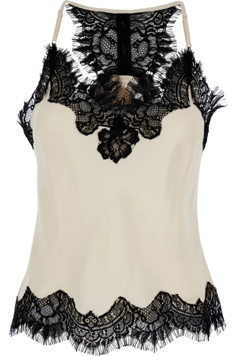Gold Hawk Topwear for Women Gold Hawk 'lucy' White Camie Top With Lace Trim And Racerback In Silk Woman