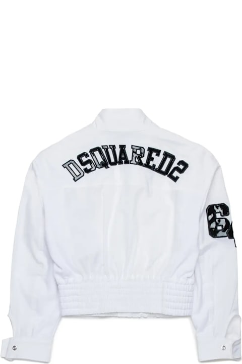 Dsquared2 Coats & Jackets for Girls Dsquared2 White Jacket With Print On Back