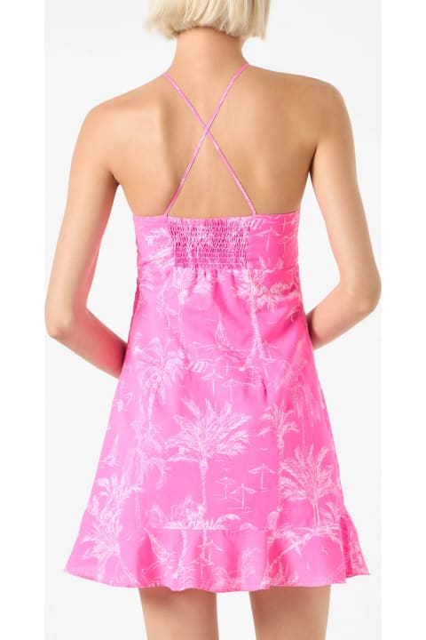 MC2 Saint Barth Dresses for Women MC2 Saint Barth Fluo Pink Toile De Jouy Print Slip Dress Avrill