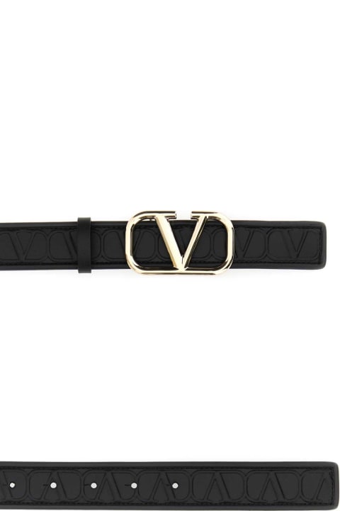Accessories for Women Valentino Garavani Black Leather Vlogo Signature Belt