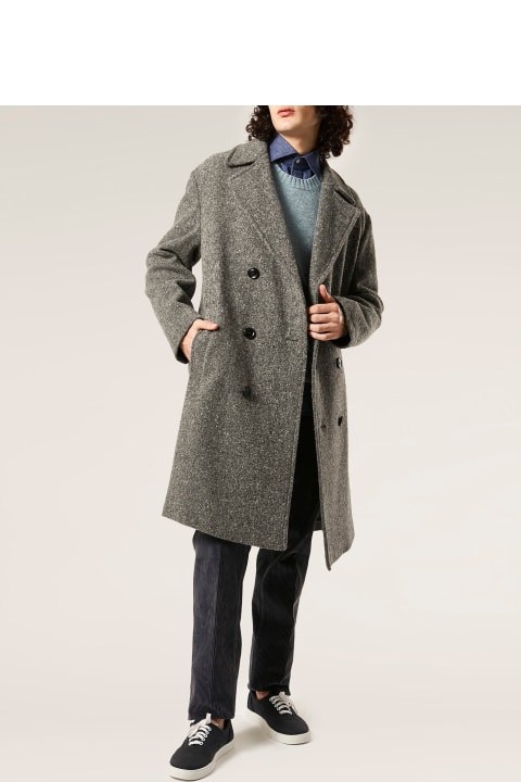 doppiaa Clothing for Men doppiaa Aathene Grey Double-breasted Coat