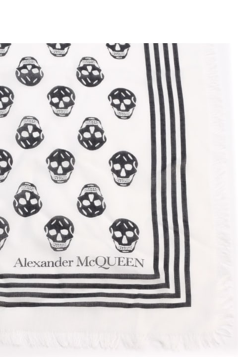 Scarves for Men Alexander McQueen Biker Skull Print Scarf