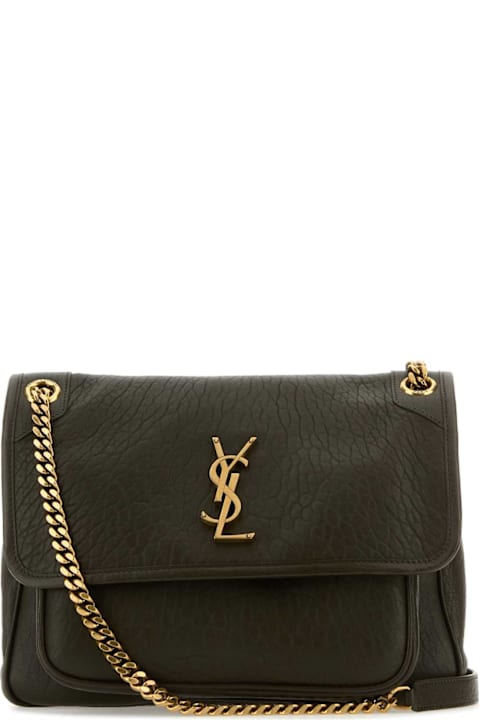 حقائب لـ السيدات Saint Laurent Dark Green Leather Medium Niki Shoulder Bag