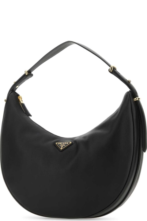 Prada Women Prada Black Leather Big Arquã¨ Handbag