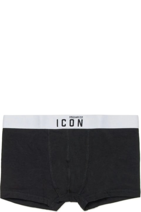 Dsquared2 Kids Dsquared2 Black Boxer With White Logo Band