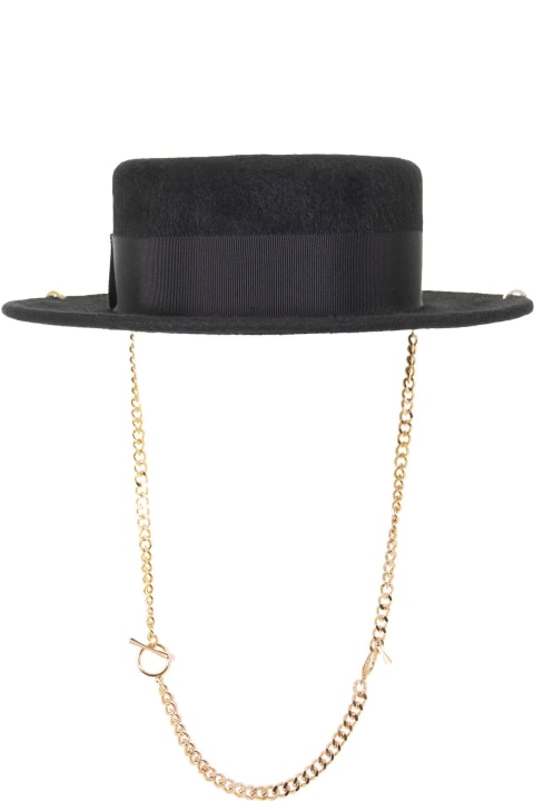 Fashion for Women Ruslan Baginskiy Piercing Beige Felt Canotier Hat