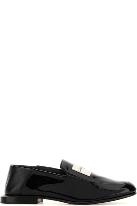 Givenchy Black Leather Label Loafers