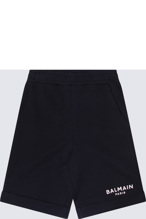 Balmain Bottoms for Girls Balmain Navy Blue Cotton Shorts