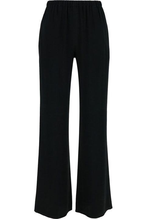 Fashion for Women Antonelli Black Loose Pants With Elastic Waistband In Silk Blend Woman