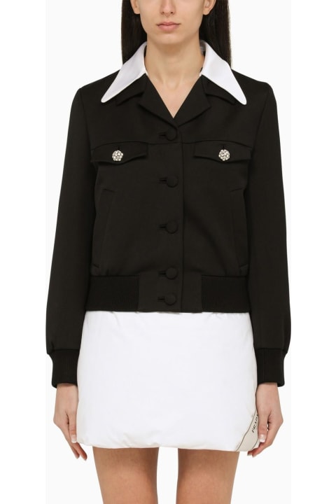 Prada Coats & Jackets for Women Prada Black Wool Single-breasted Jacket With Jewelled Buttons