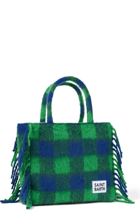 MC2 Saint Barth for Men MC2 Saint Barth Vanity Blanket Shoulder Bag With Green And Blue Check