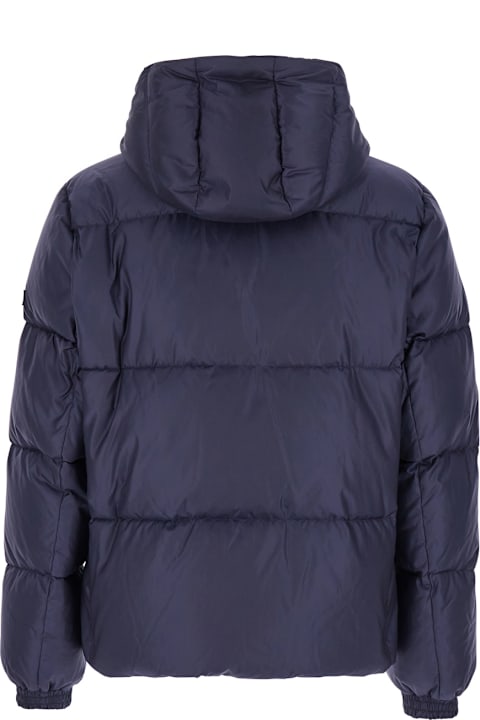 Homeware TATRAS 
grami
 Blue Down Jacket With Hood And Logo Patch In Tech Fabric Man