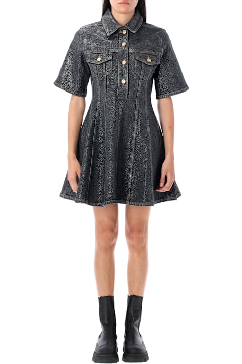 Homeware Ganni Shimmery Foil Denim Mini Dress