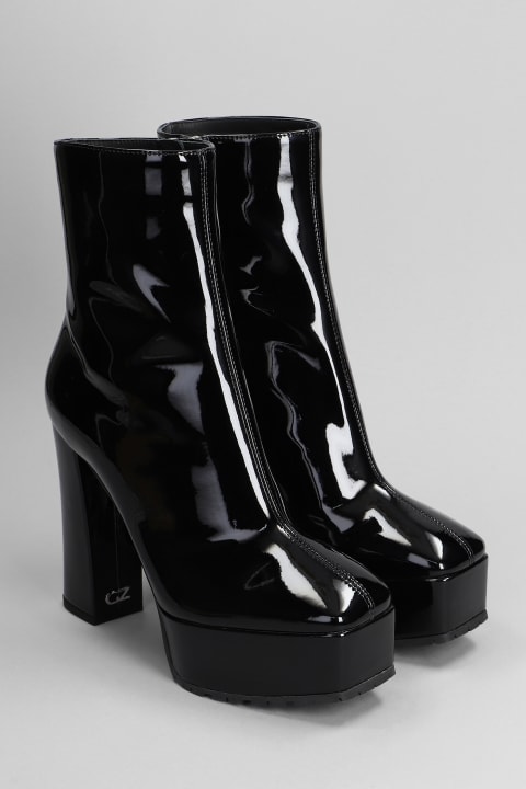 Giuseppe Zanotti Boots for Women Giuseppe Zanotti Morgana High Heels Ankle Boots In Black Patent Leather