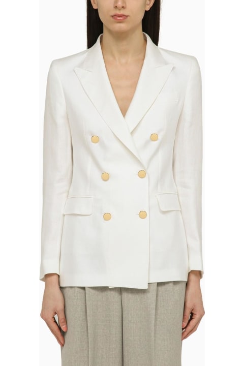 Tagliatore for Women Tagliatore White Linen Double-breasted Jacket