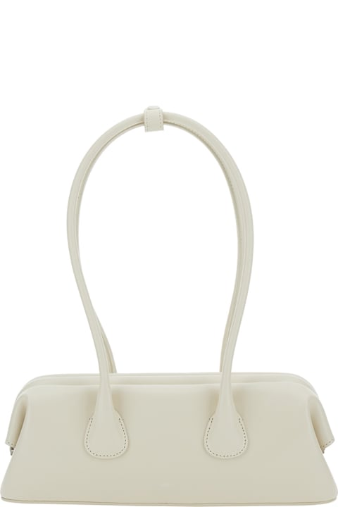 OSOI for Women OSOI 'boat Wide Mini' White Shoulder Bag With Round Handles And Logo Lettering On The Front In Leather Woman
