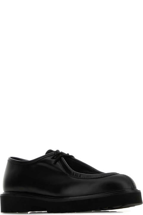 Max Mara Black Leather Track Lace-up Shoes