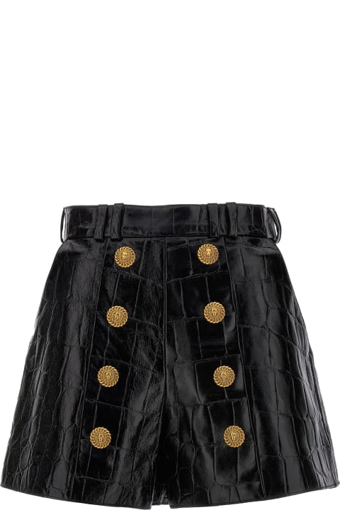 Pants & Shorts for Women Balmain Leather Shorts