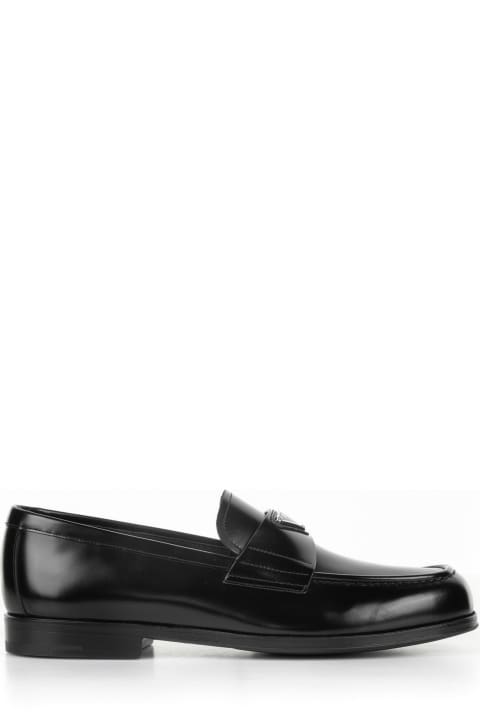 Loafers & Boat Shoes for Men Prada Brushed Leather Loafers With Logo
