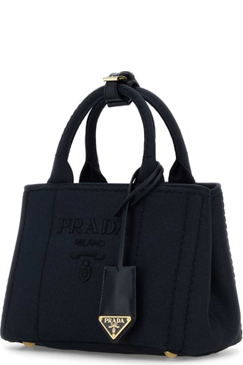 Prada Bags for Women Prada Dark Blue Canvas Shopping Bag