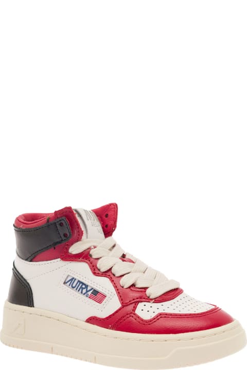 Autry لـ Kids Autry 'medalist Mid' Multicolor High-top Sneakers With Logo Patch In Leather Boy