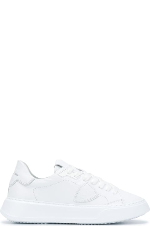 Temple  White Leather Low Sneakers
