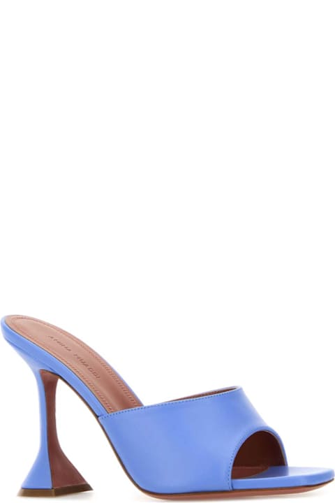 Amina Muaddi Cerulean Blue Nappa Leather Lupita Mules