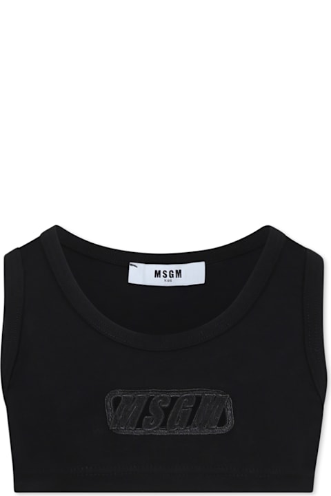 Homeware MSGM Balck Tank Top For Girl With Logo