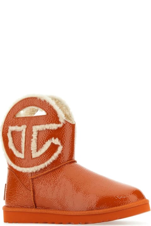 Homeware UGG Orange Leather X Telfar Logo Mini Crinkle Ankle Boots