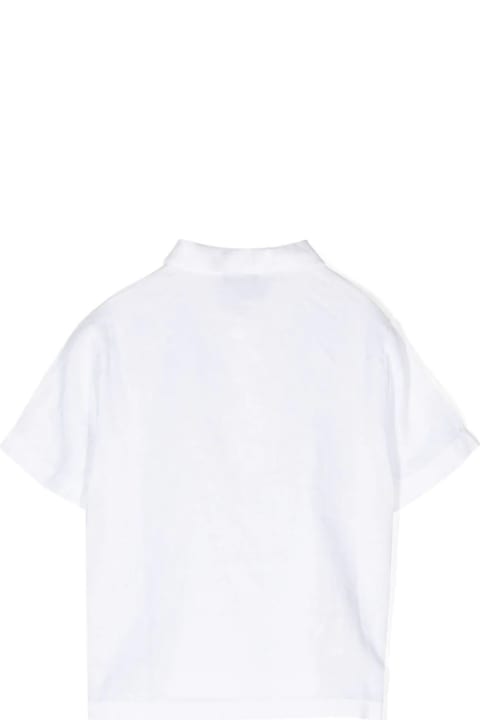 Il Gufo Kids Il Gufo White Linen Short-sleeved Shirt With Mandarin Collar