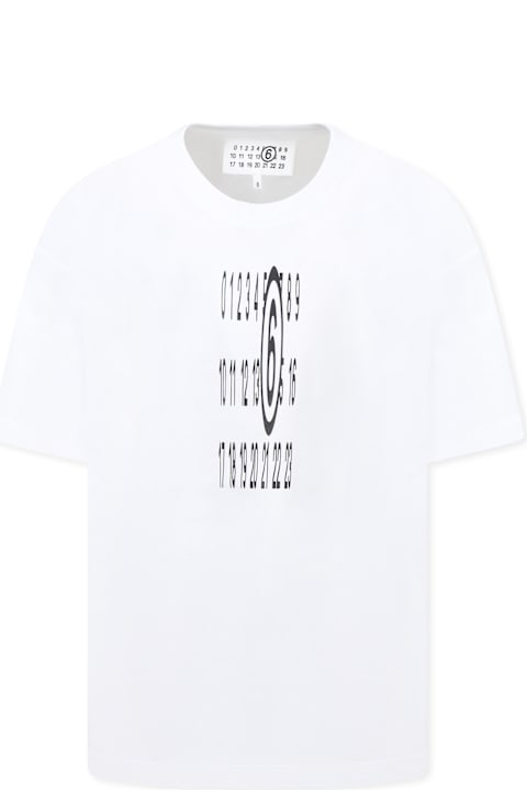 أدوات منزلية MM6 Maison Margiela White T-shirt For Kids With Logo