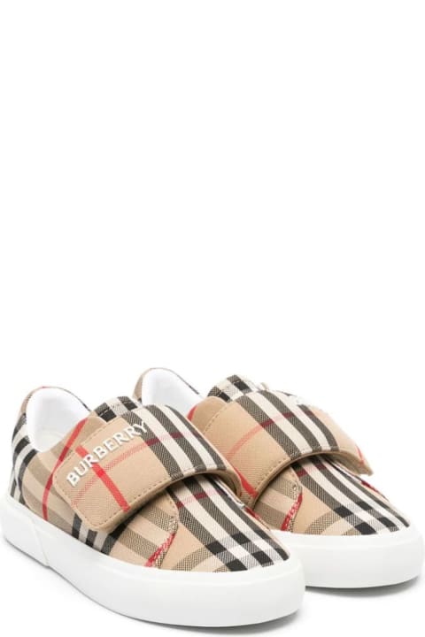 Shoes for Girls Burberry Beige Touch-strap Trainers